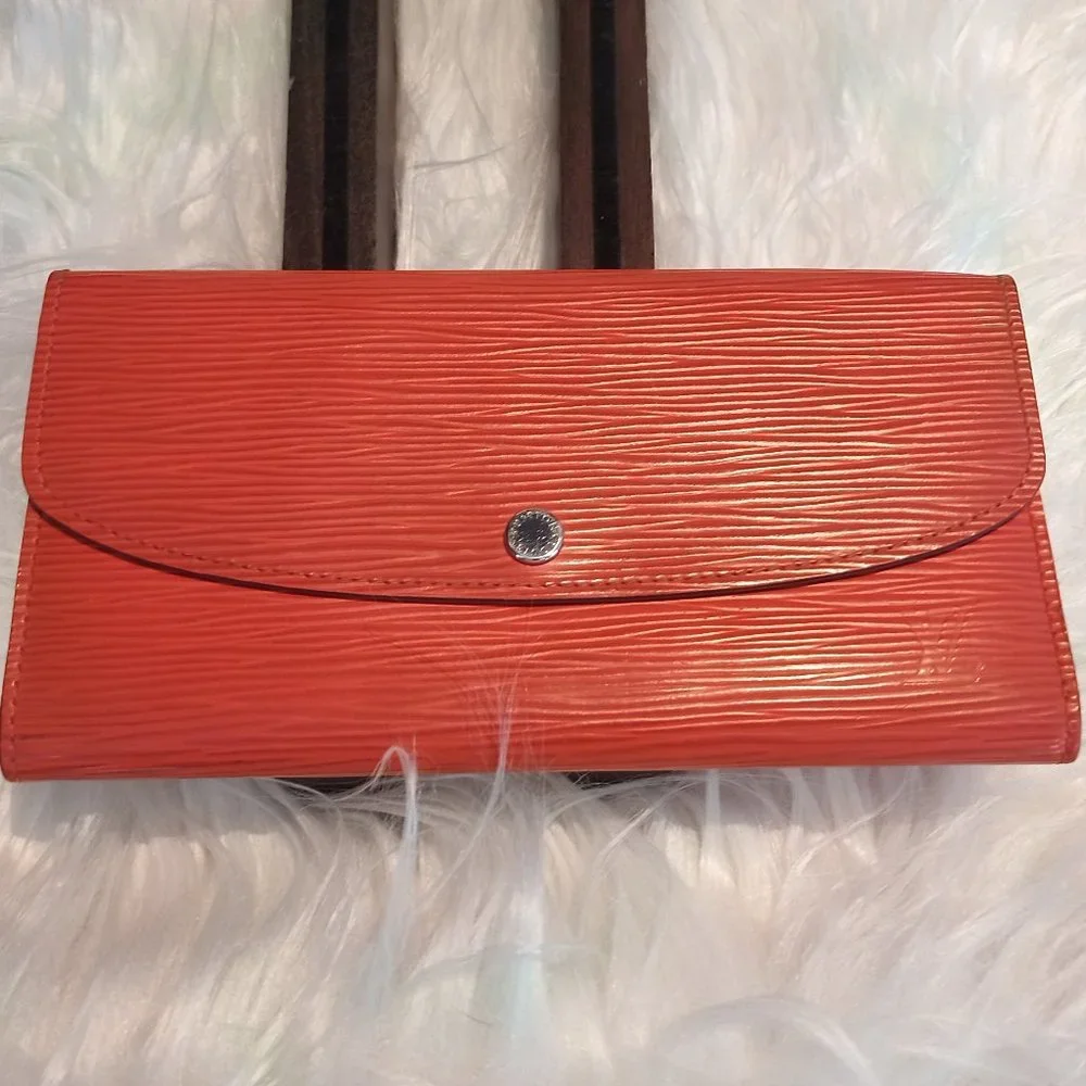 Stunning EUC LV Epi Portefeuille Emilie Long Wallet Orange (Piment) & Fuchsia - Picture 2 of 13